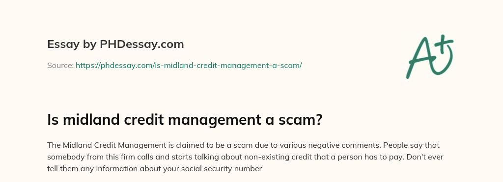 Is Midland Credit Management A Scam PHDessay