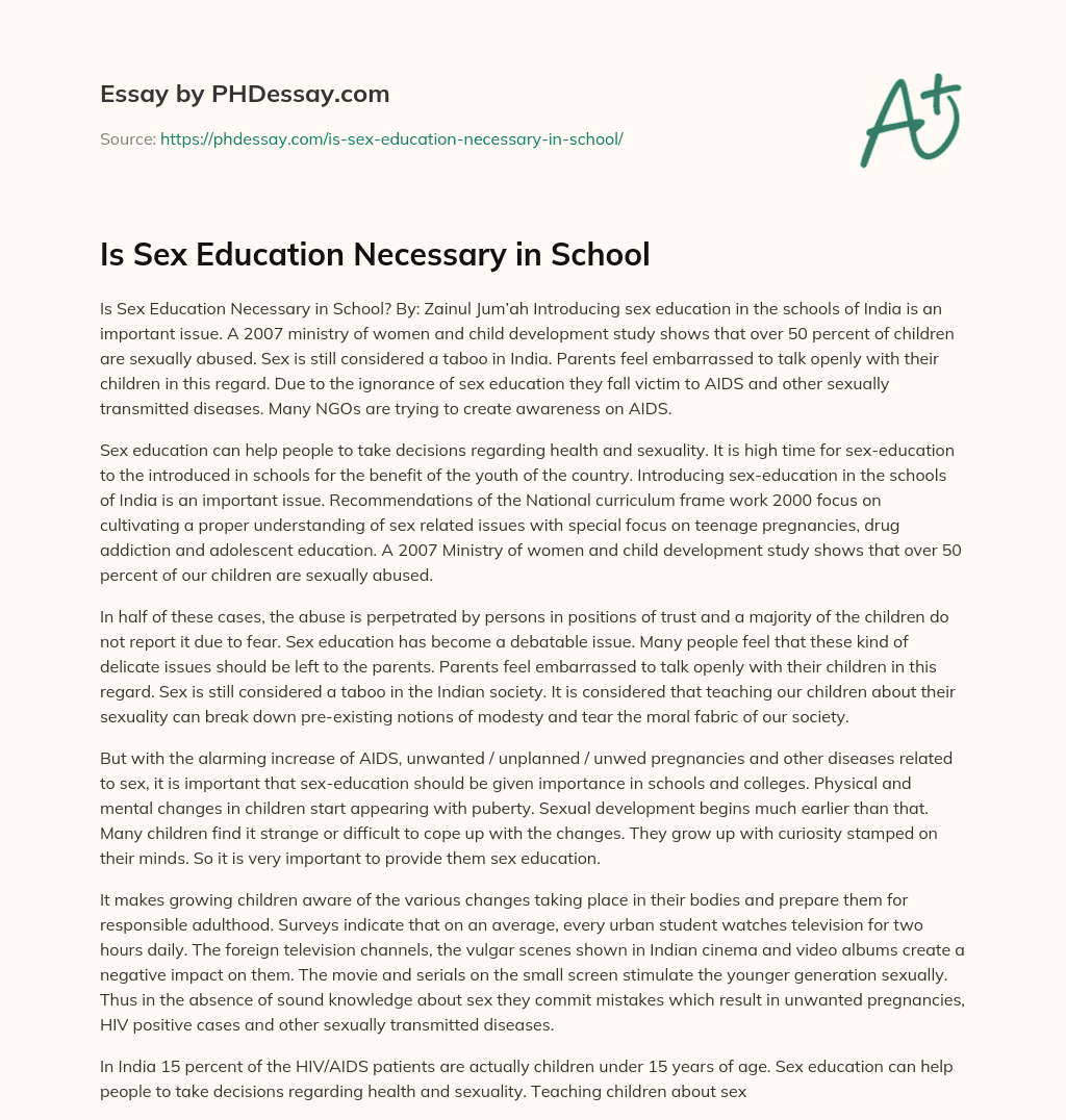 essay on sex education in schools