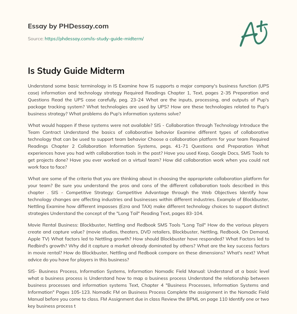 Is Study Guide Midterm