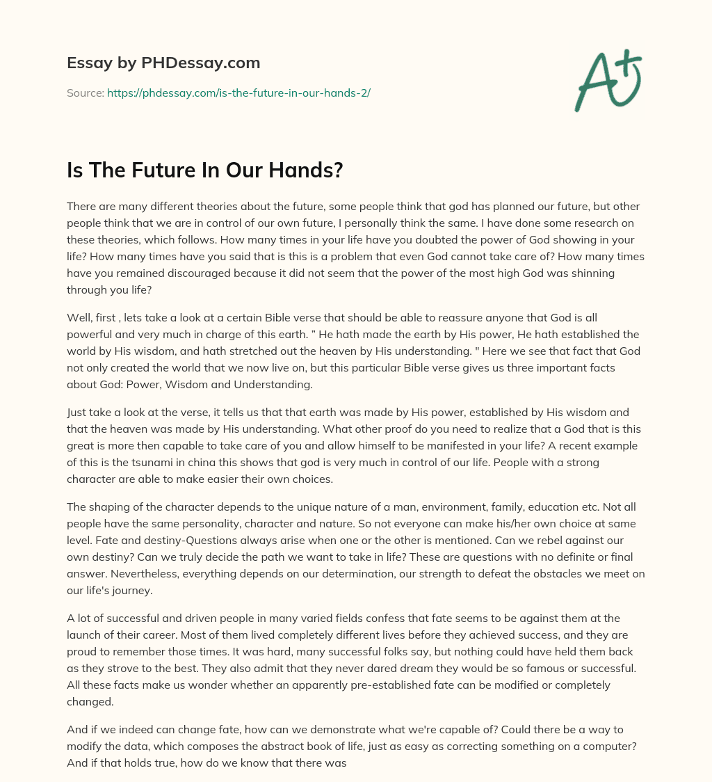 the future is in our hands essay