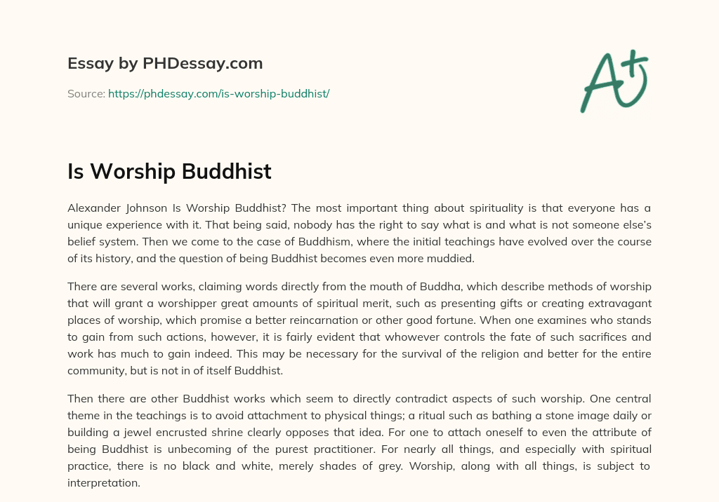Is Worship Buddhist essay
