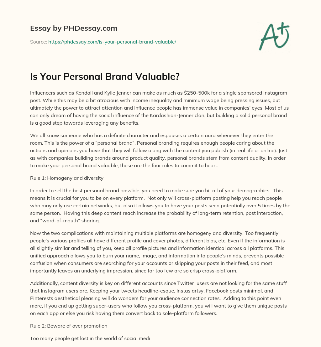 Is Your Personal Brand Valuable? essay