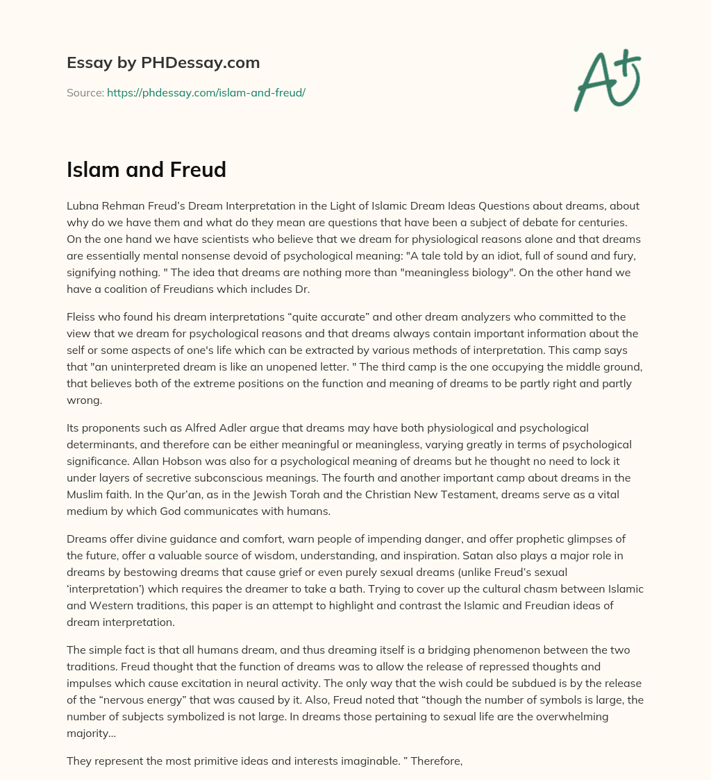 Islam and Freud essay