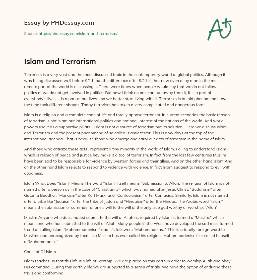 Islam and Terrorism essay