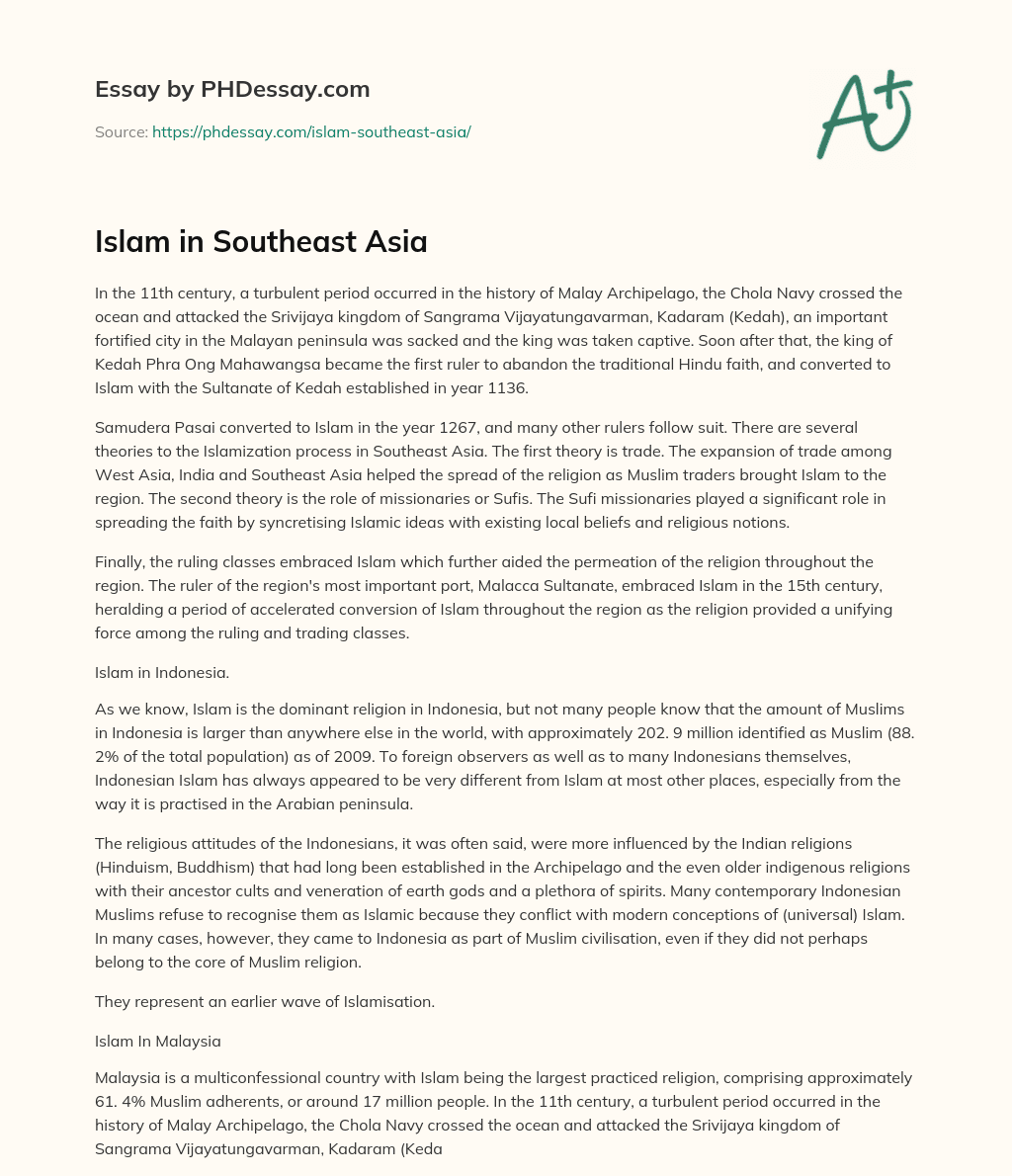 Islam in Southeast Asia essay