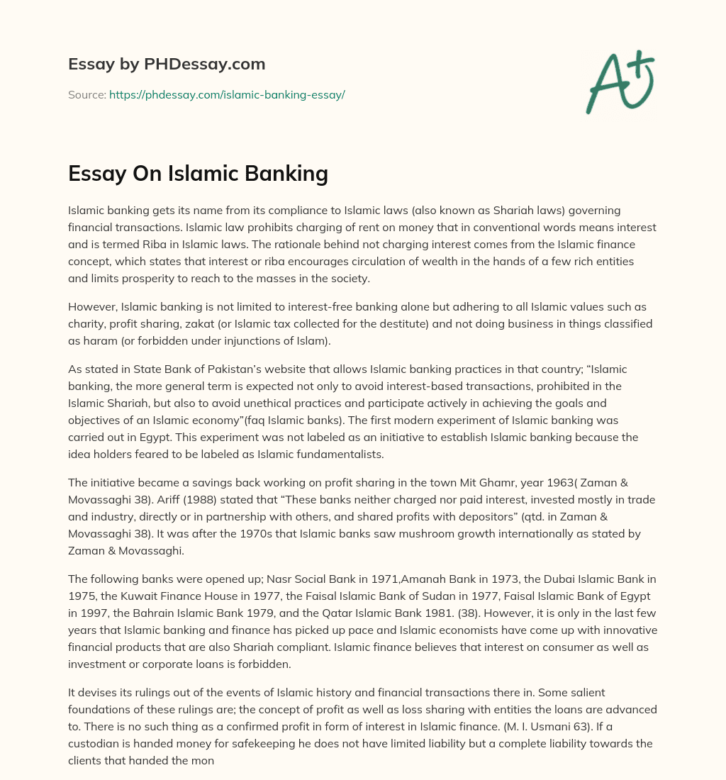 Essay On Islamic Banking essay