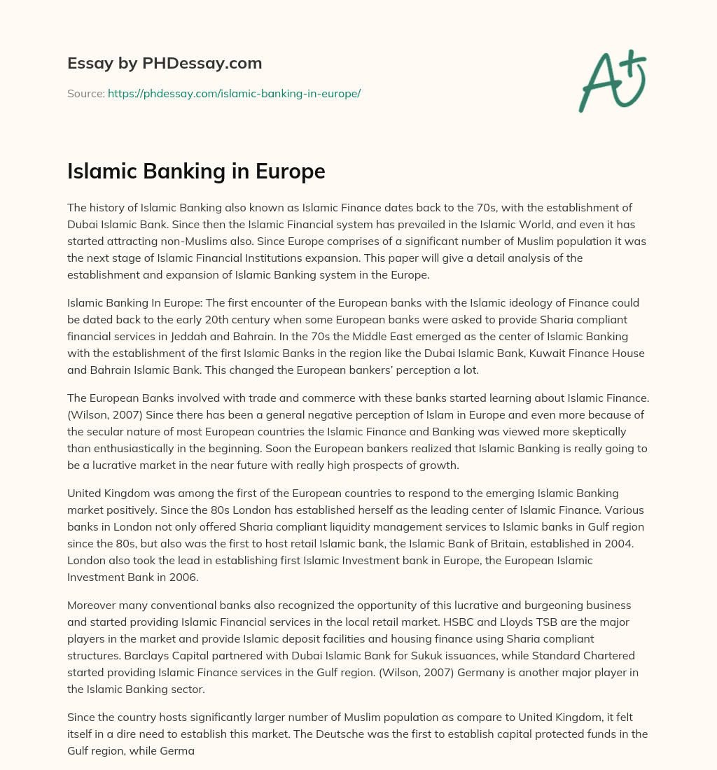Islamic Banking in Europe essay