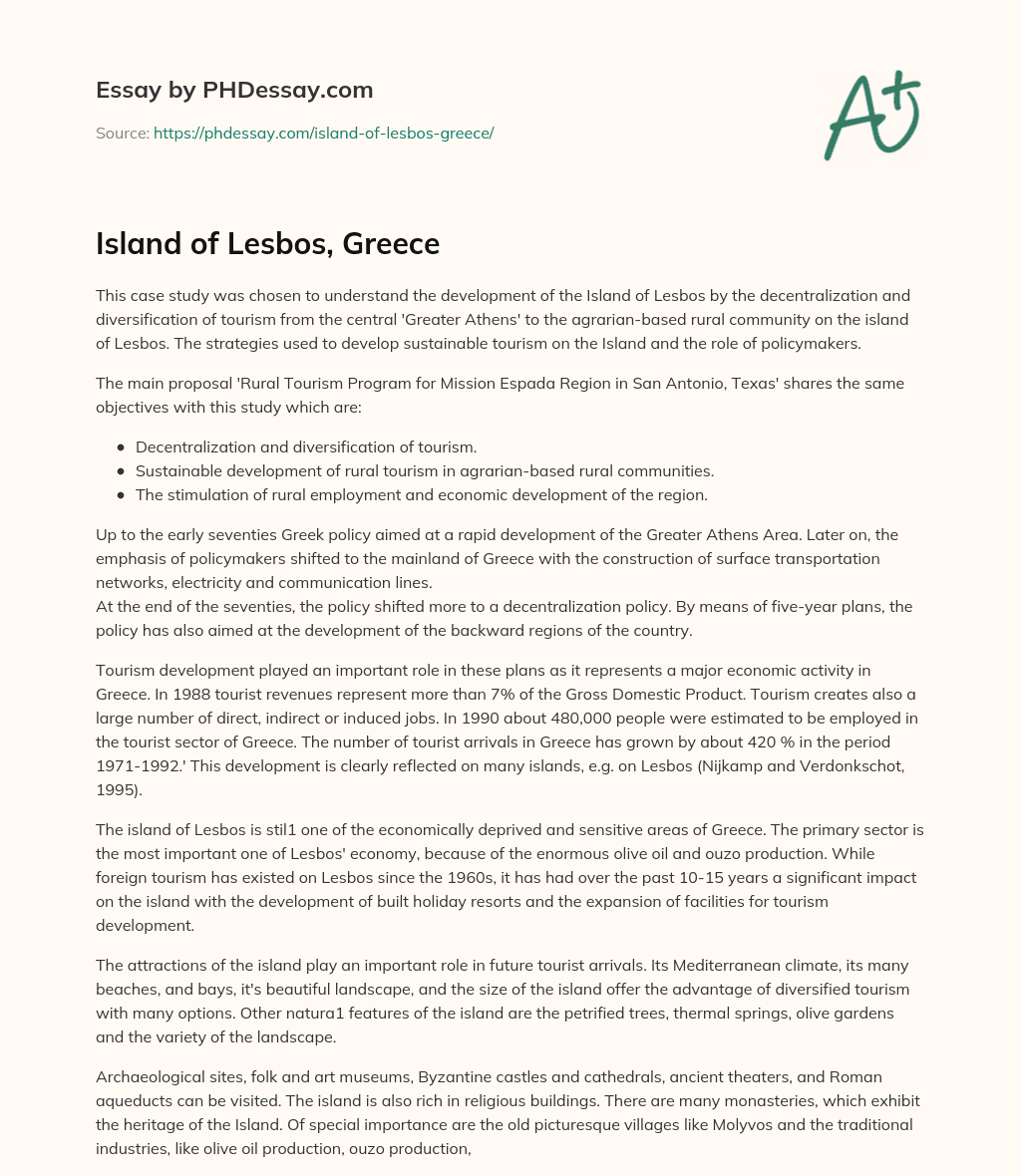 Island of Lesbos, Greece essay