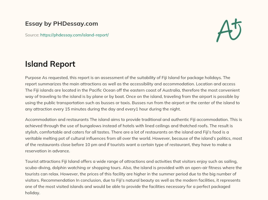 Island Report essay