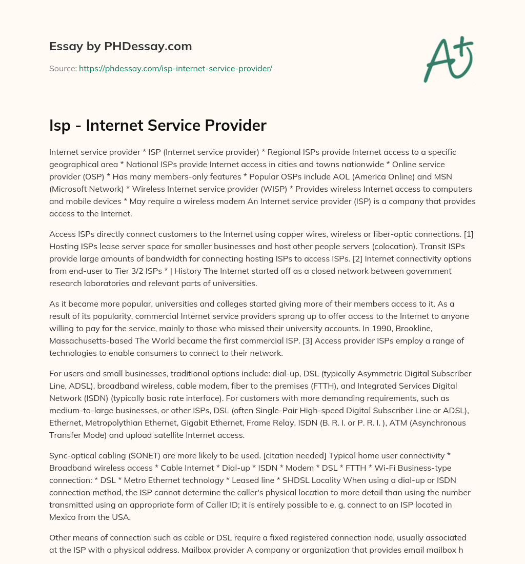 internet service provider essay