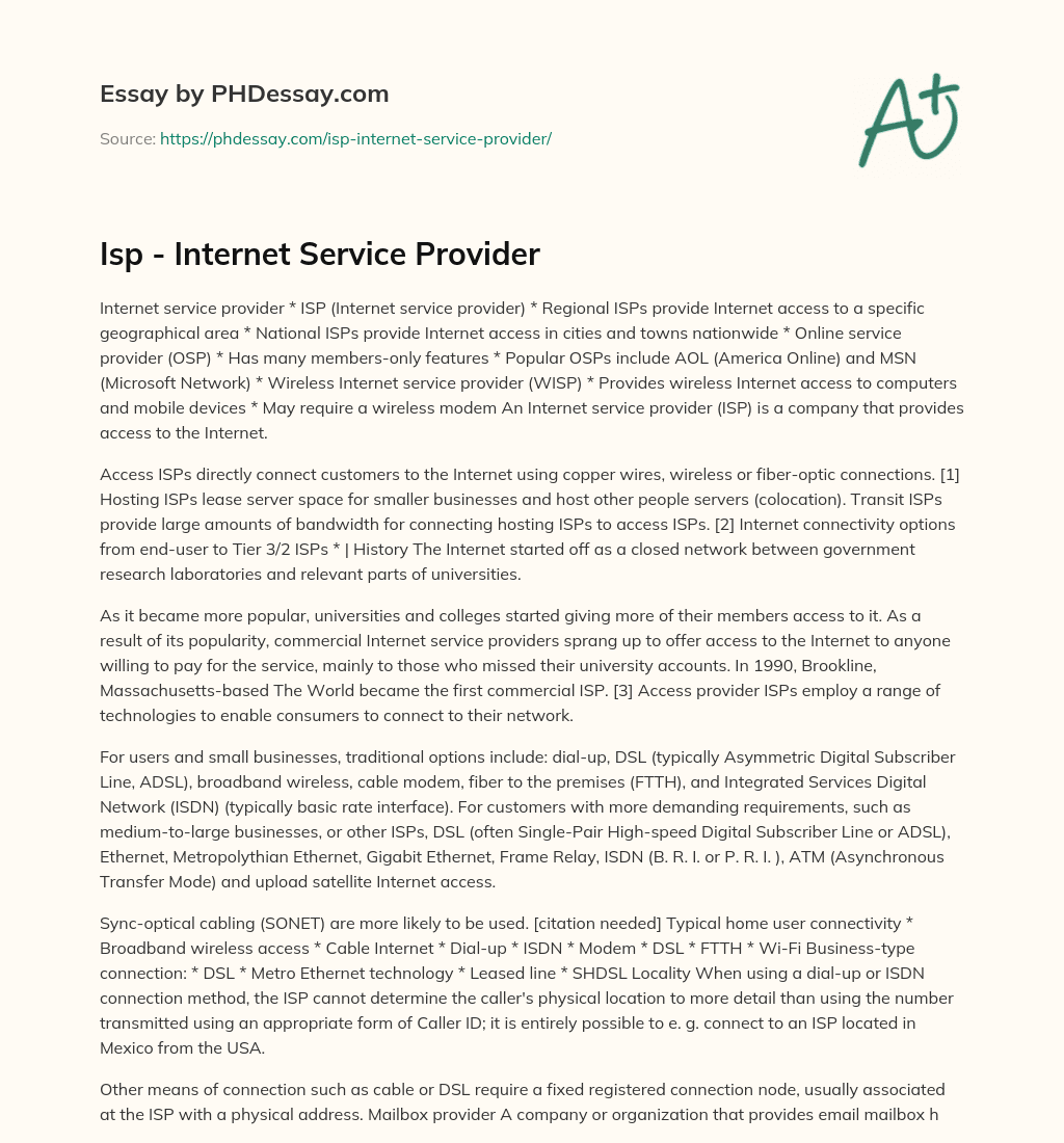 internet service provider literature review