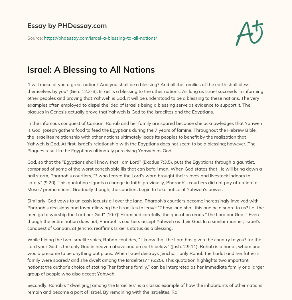Israel: A Blessing to All Nations essay