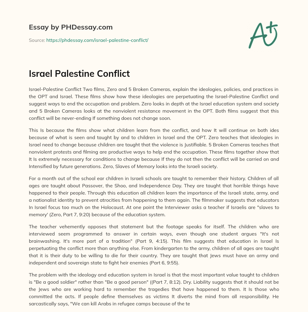 Israel Palestine Conflict essay