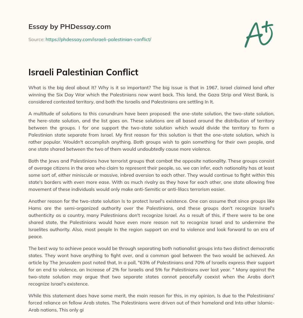 israeli palestinian conflict essay topics