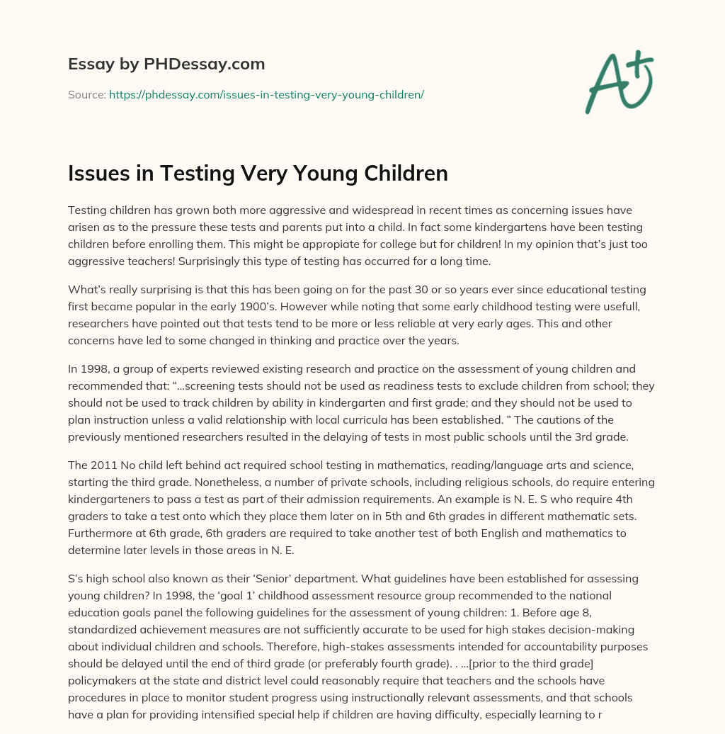Issues in Testing Very Young Children essay