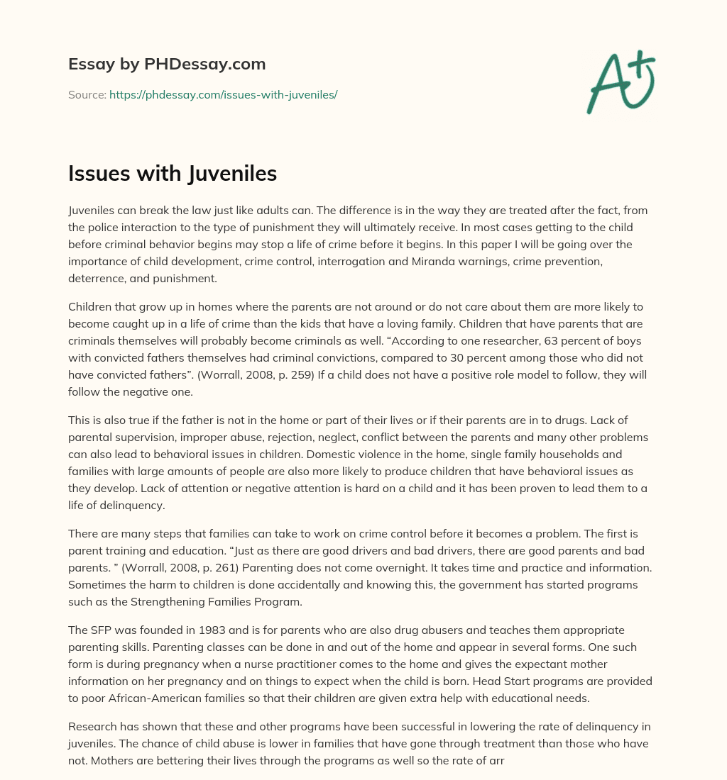 Issues with Juveniles essay