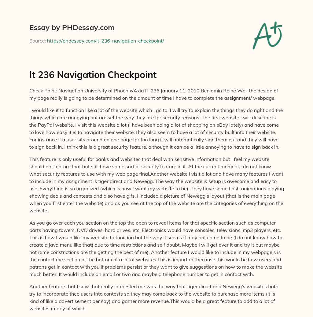 It 236 Navigation Checkpoint essay