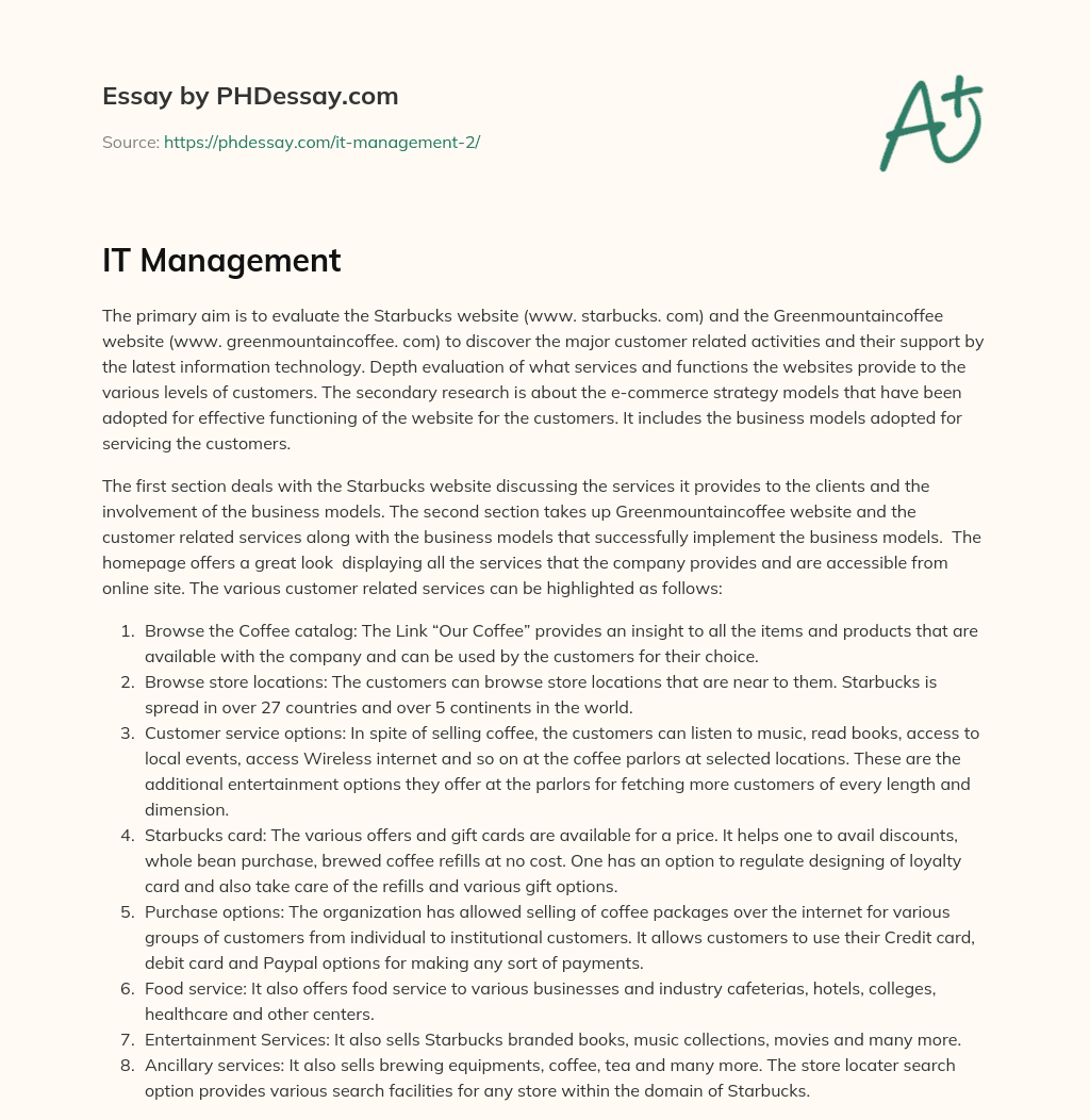 IT Management essay