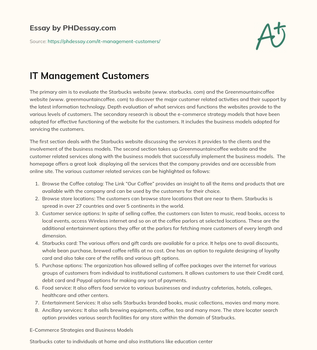 IT Management Customers essay