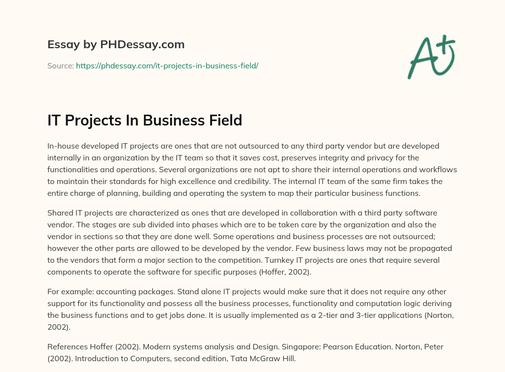 IT Projects In Business Field essay