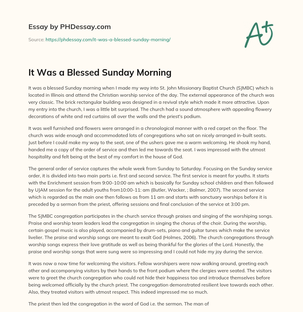 It Was a Blessed Sunday Morning essay
