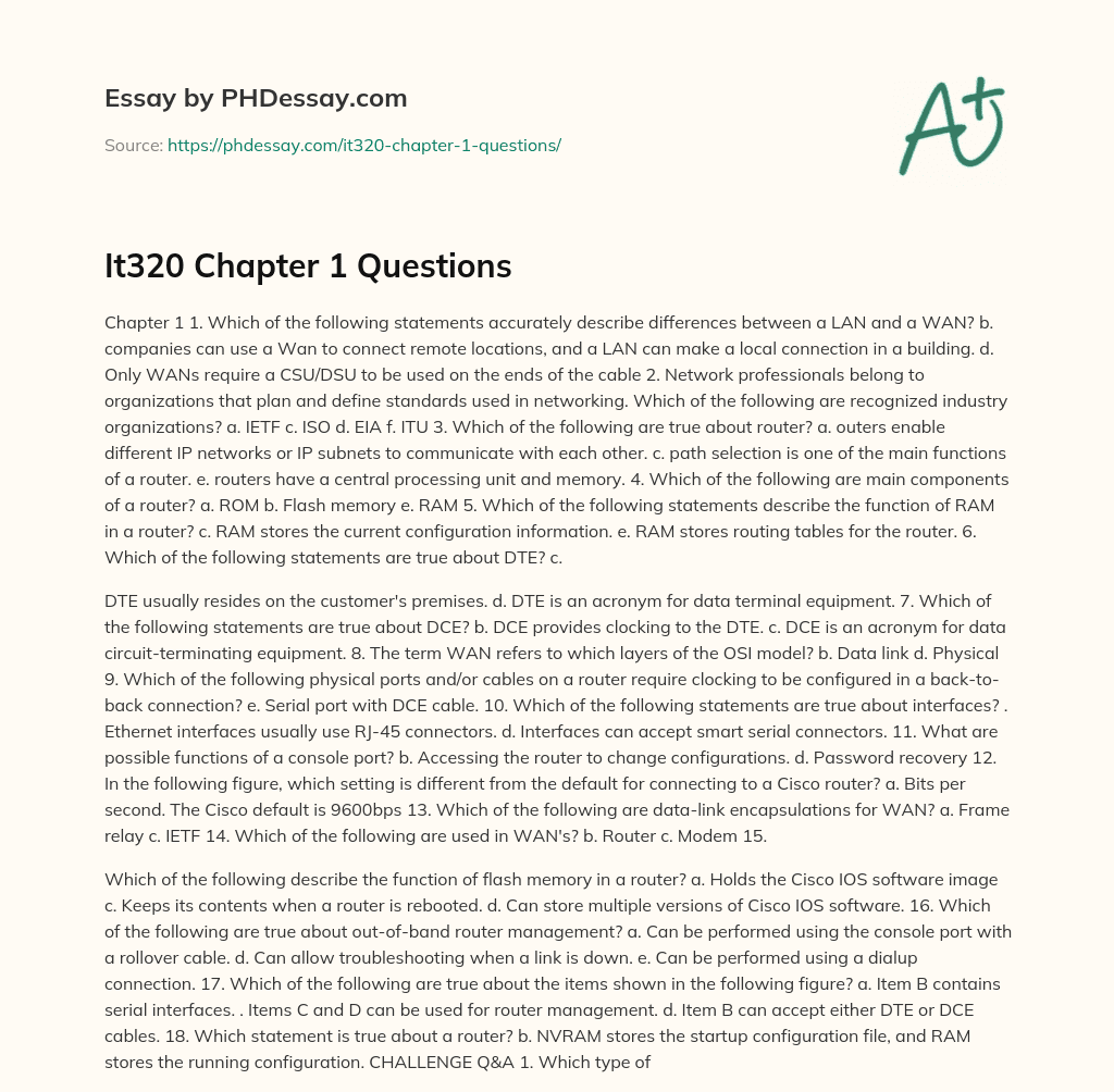 It320 Chapter 1 Questions essay