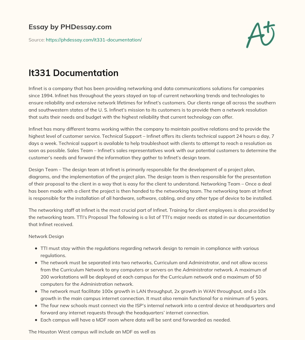 It331 Documentation essay