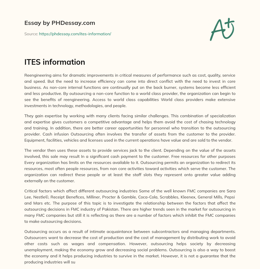 ITES information essay