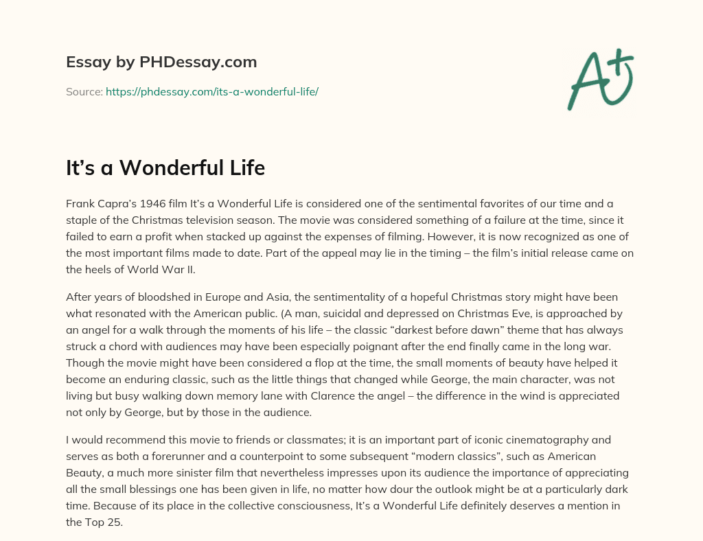 wonderful life essay