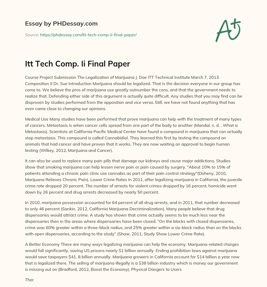 Itt Tech Comp. Ii Final Paper essay