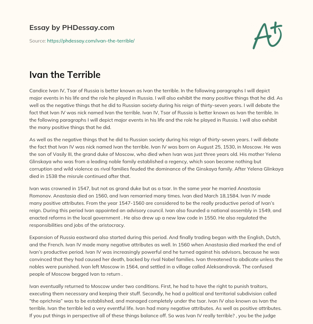 Ivan the Terrible essay