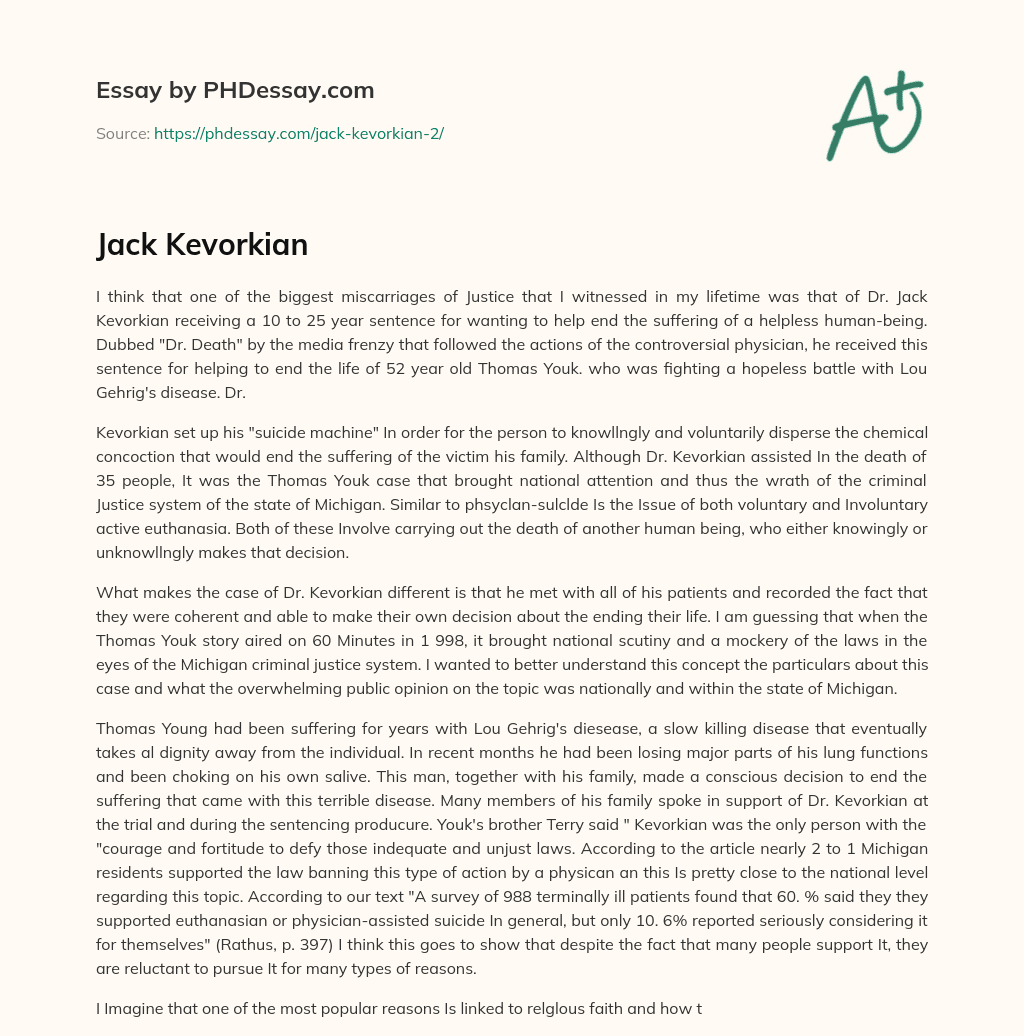 Jack Kevorkian essay