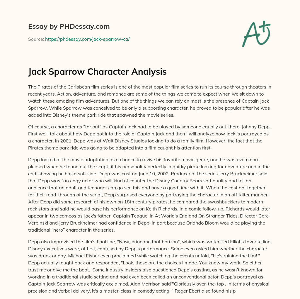 Jack Sparrow Character Analysis essay