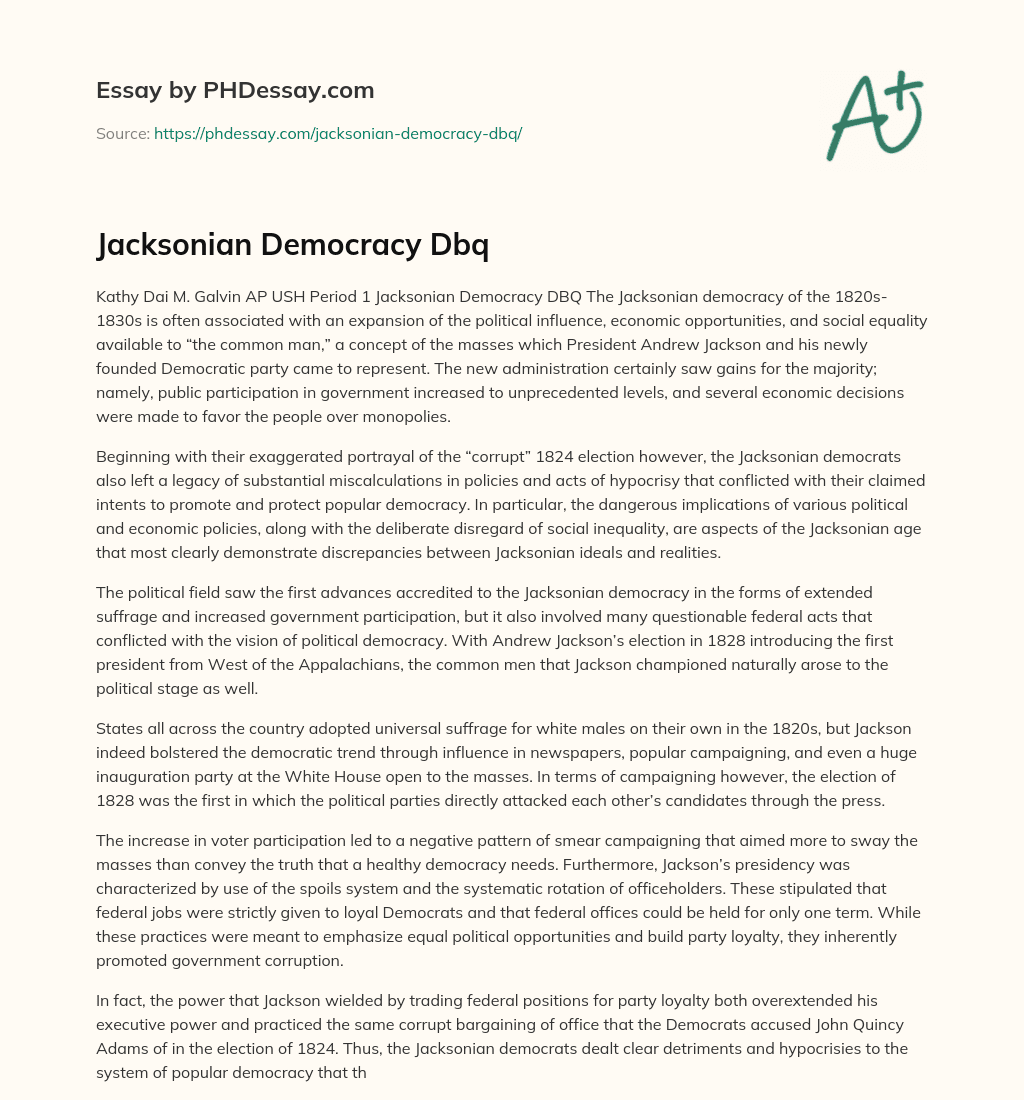 jacksonian democracy essay