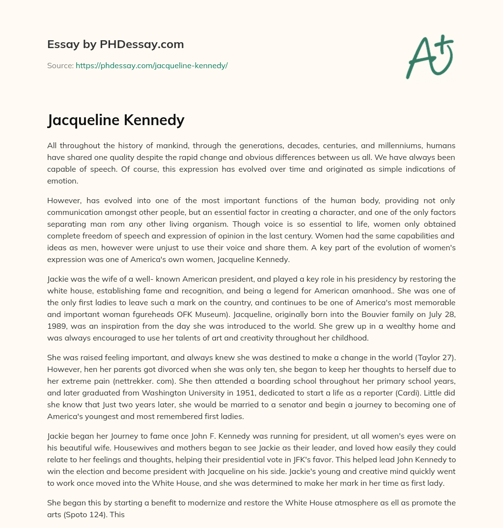 Jacqueline Kennedy essay