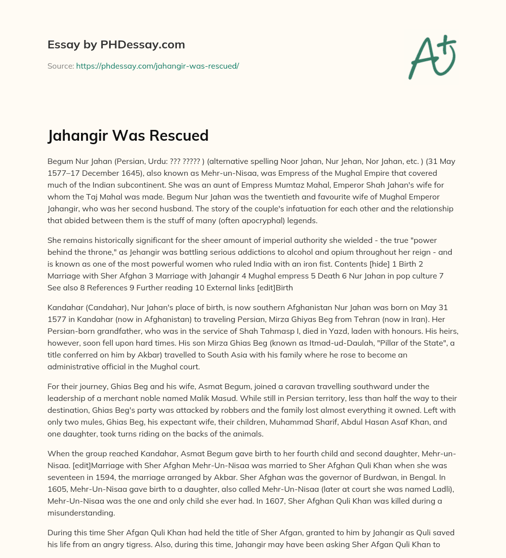 Jahangir Was Rescued essay