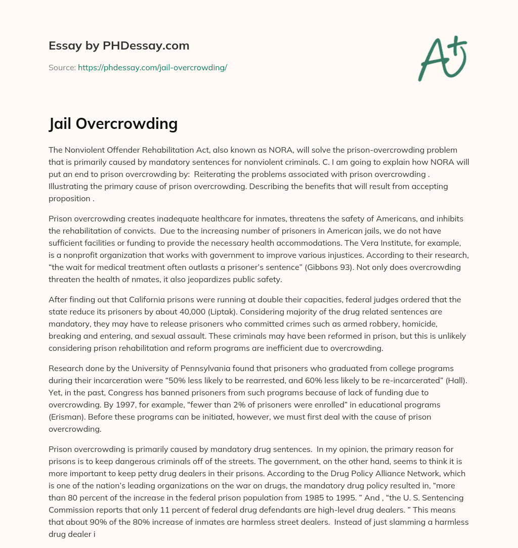 Jail Overcrowding essay