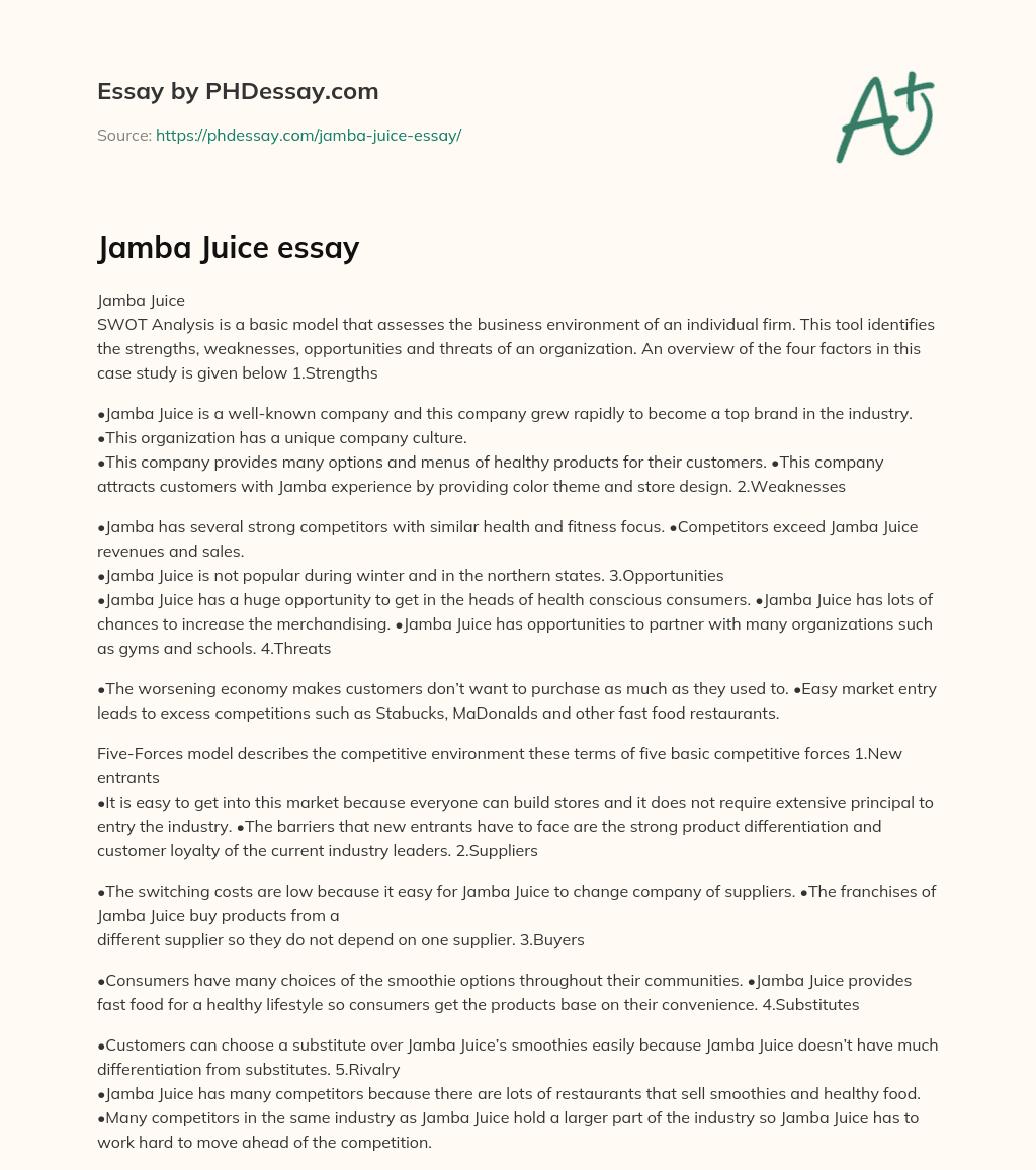 Jamba Juice essay essay