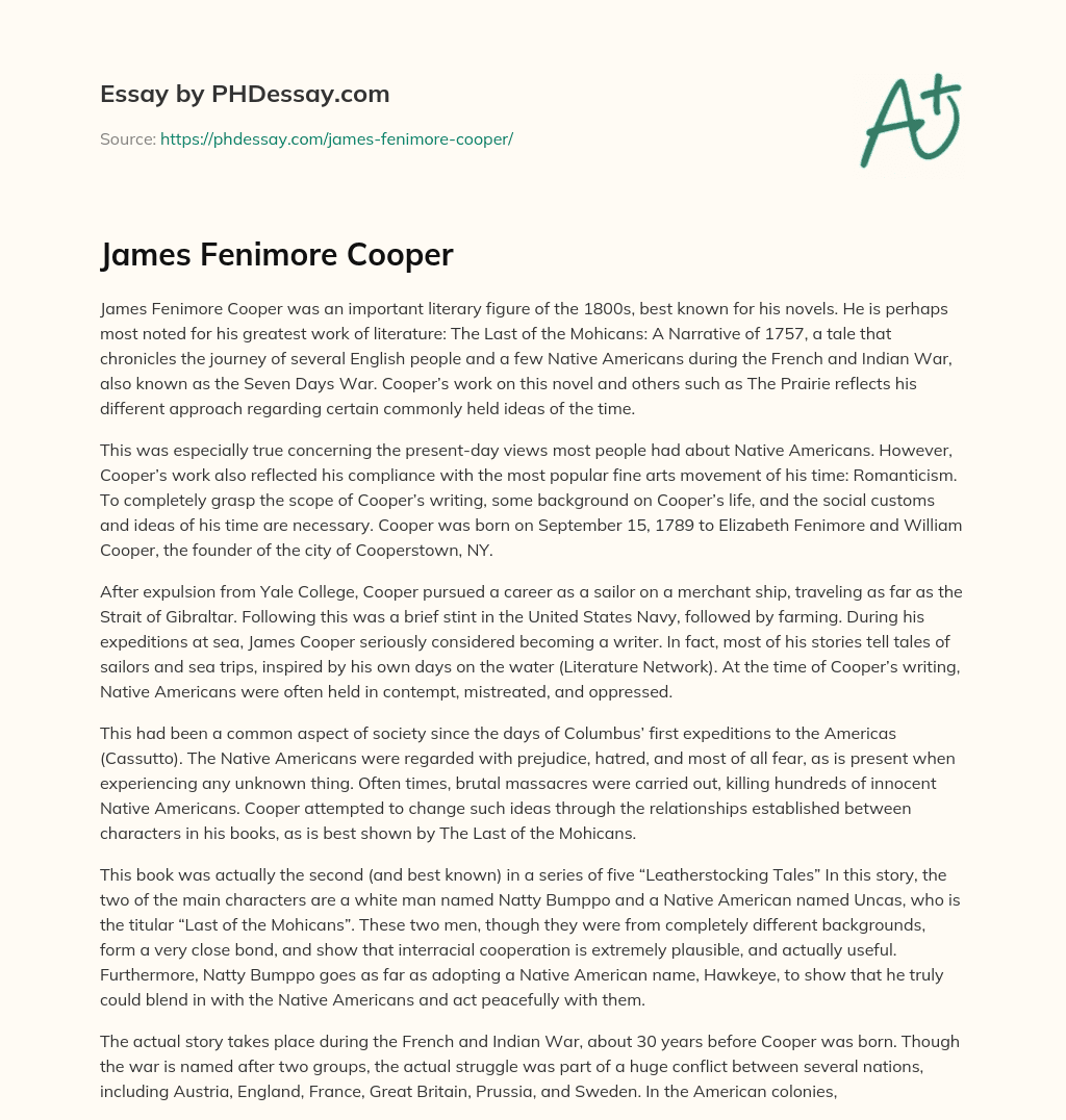 James Fenimore Cooper essay