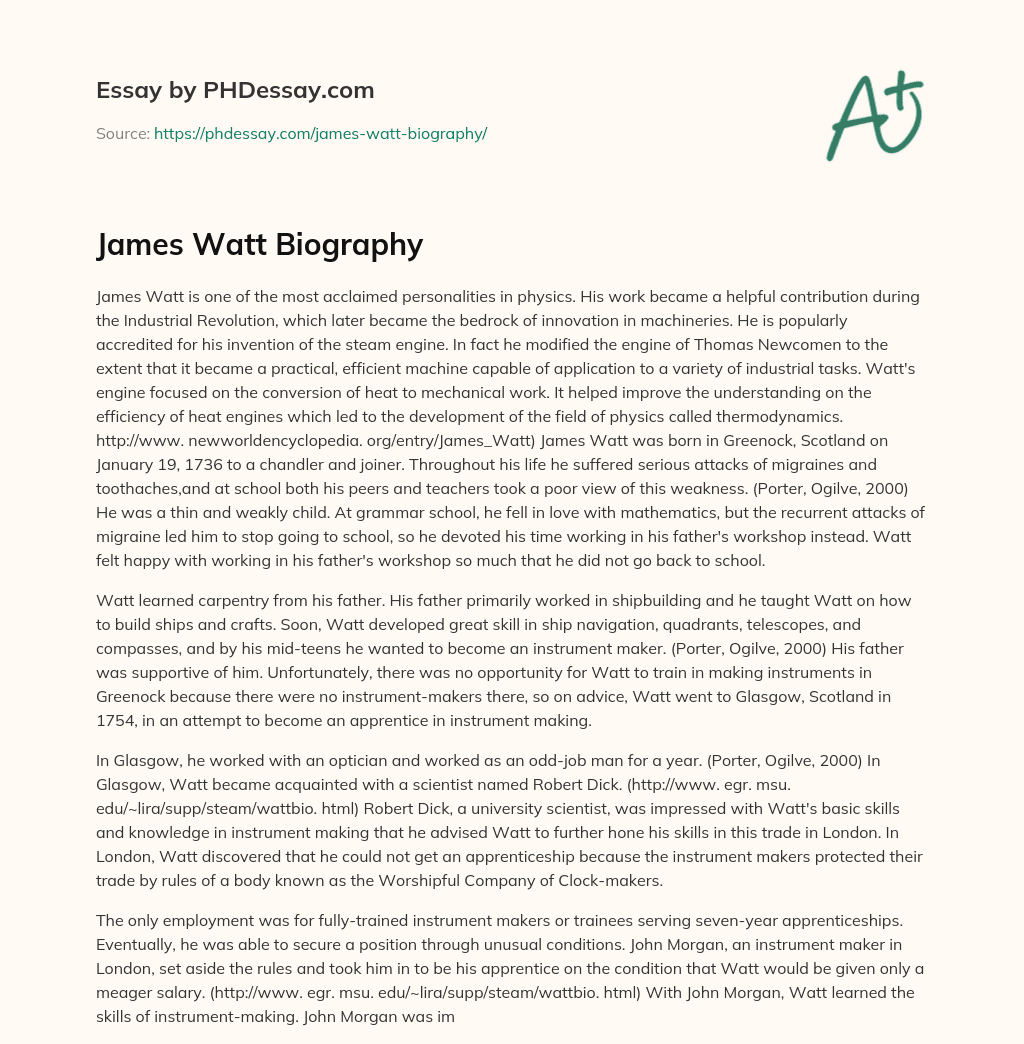 James Watt Biography essay