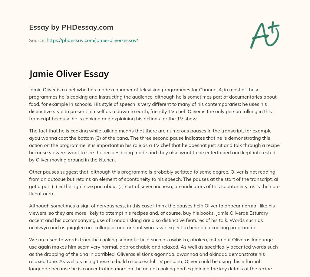 Jamie Oliver Essay essay