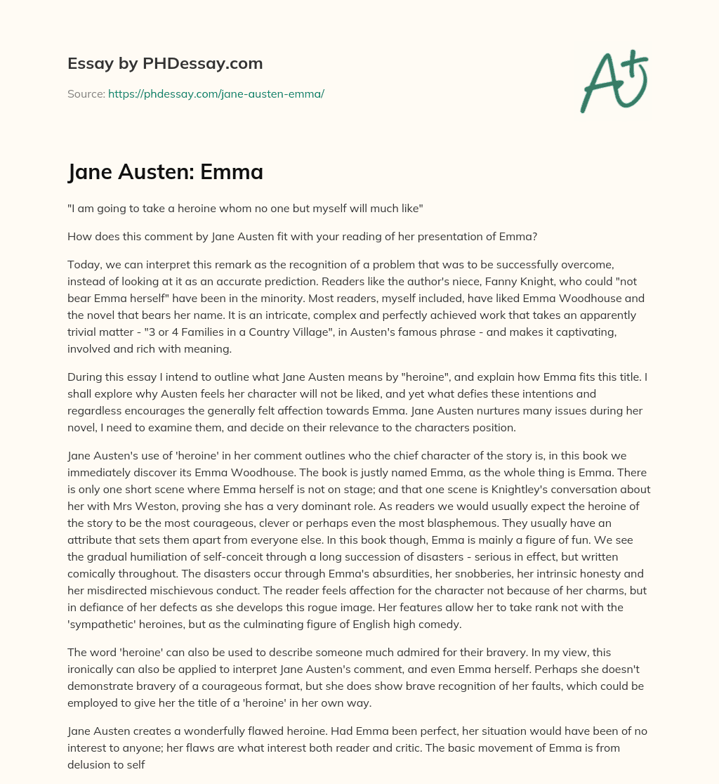 Jane Austen: Emma essay