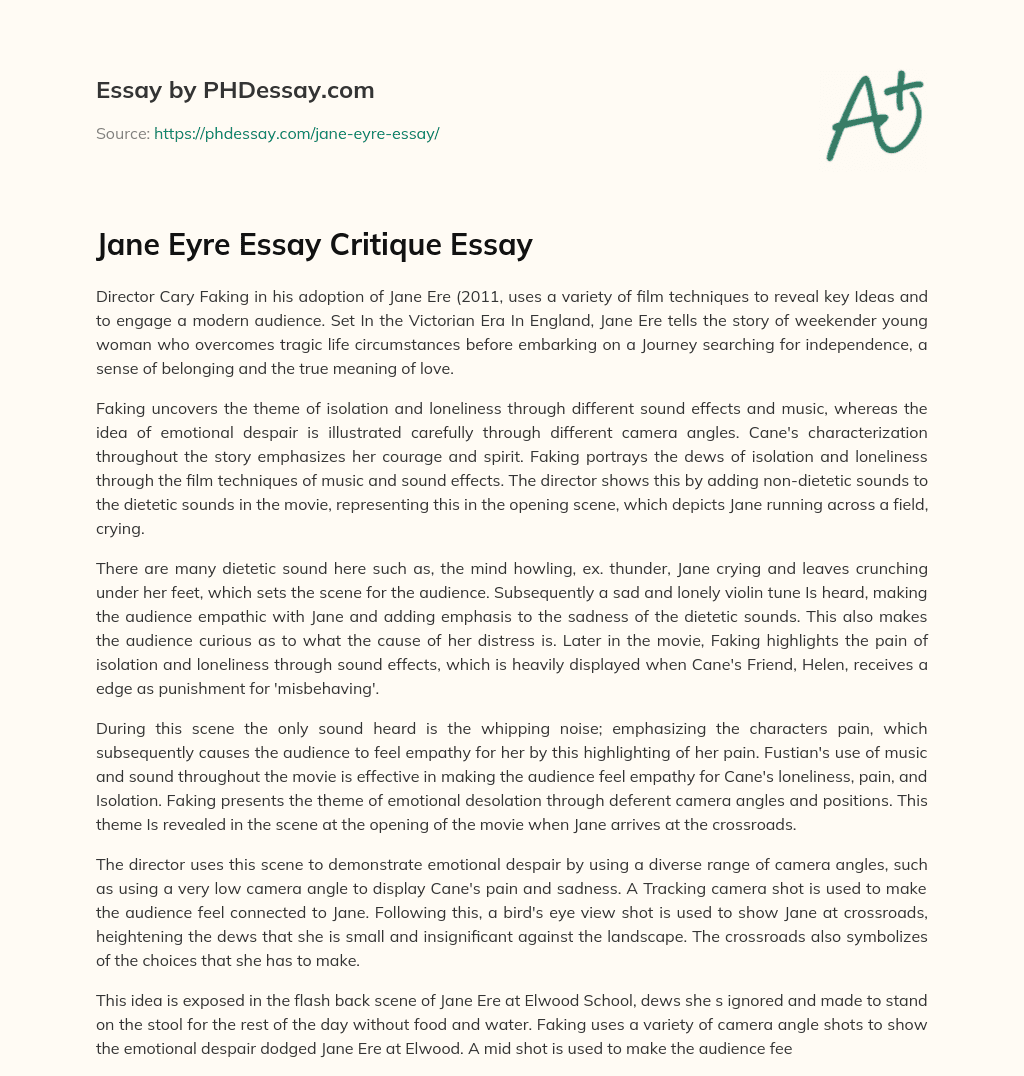 Jane Eyre Essay Critique Essay essay