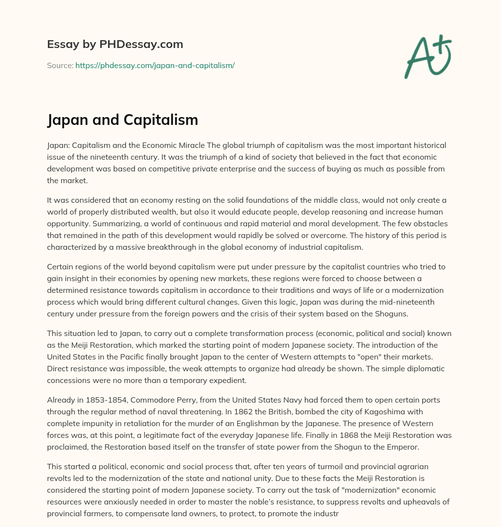 Japan and Capitalism essay