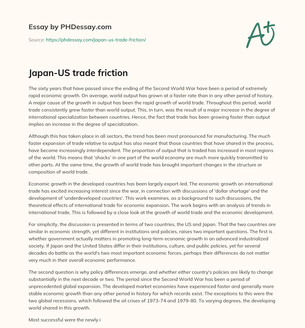 Japan-US trade friction essay