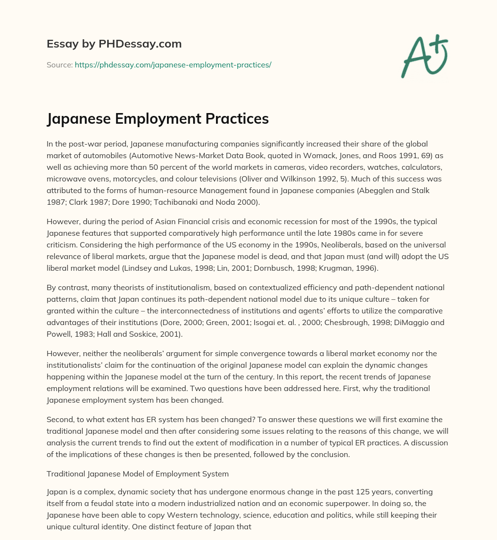 Japanese Employment Practices essay