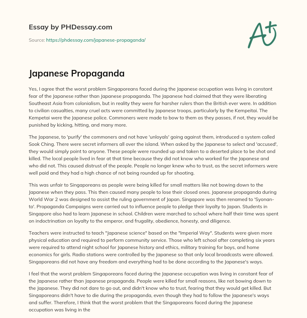 Japanese Propaganda essay