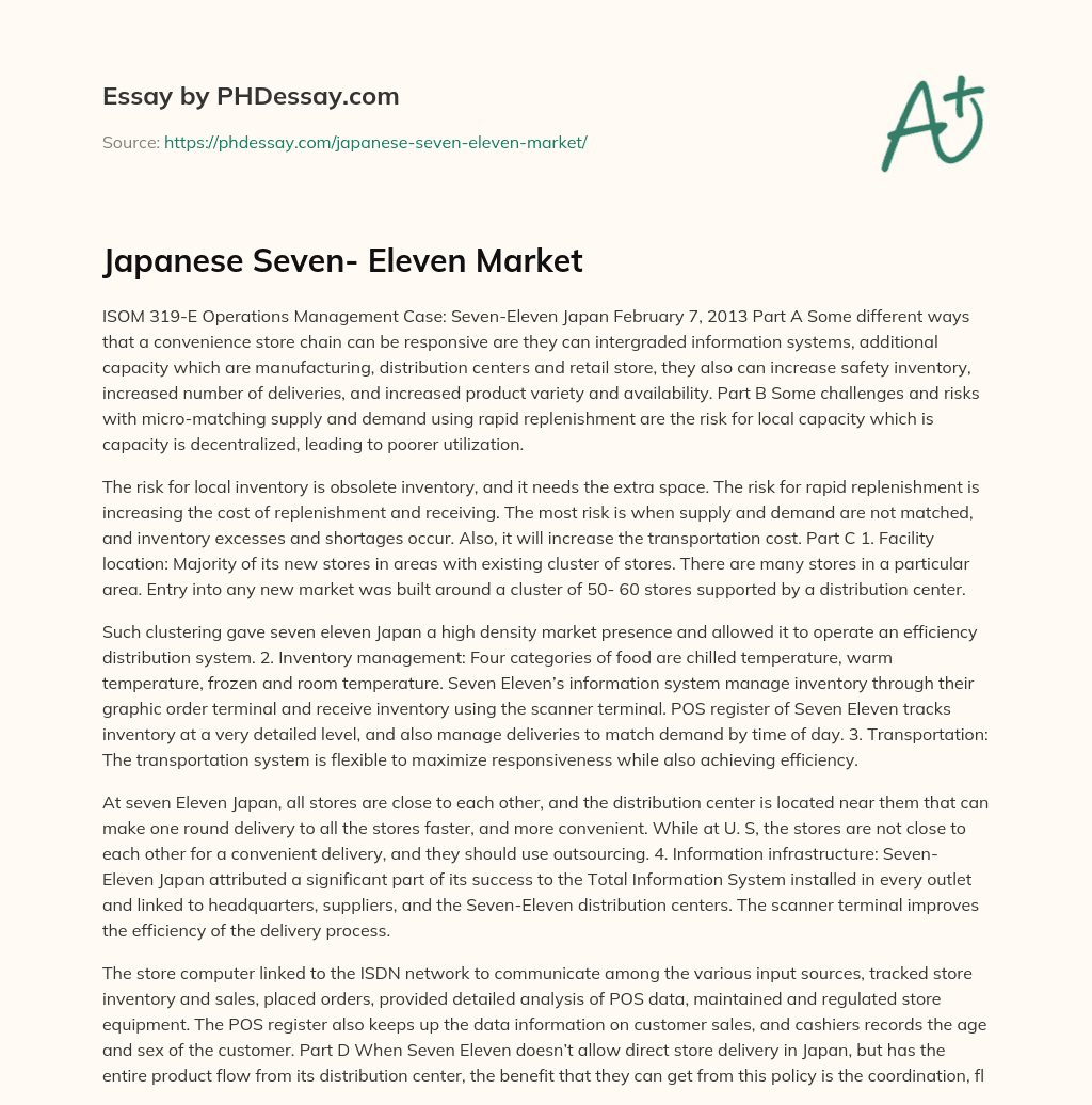 Japanese Seven- Eleven Market essay