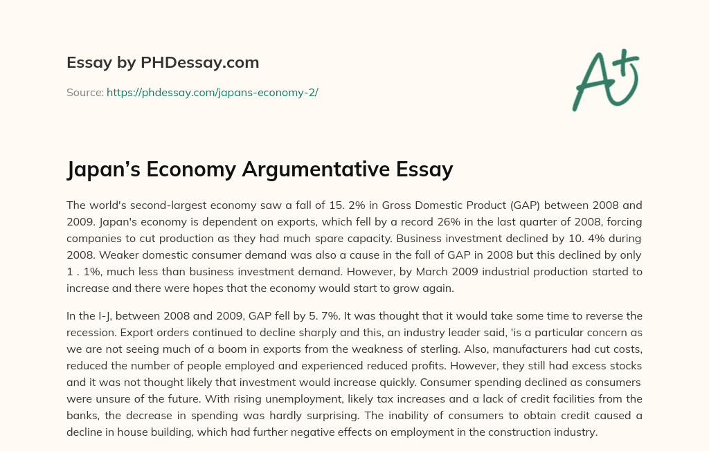 Japan’s Economy Argumentative Essay essay