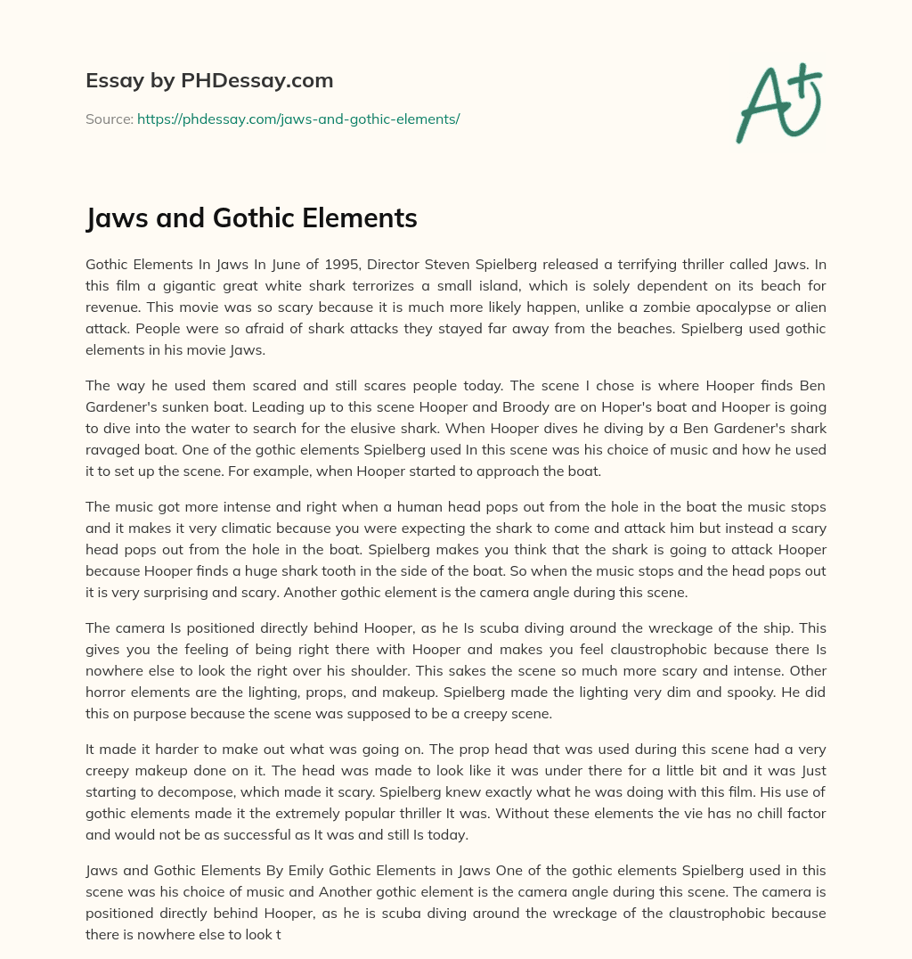 Jaws and Gothic Elements essay